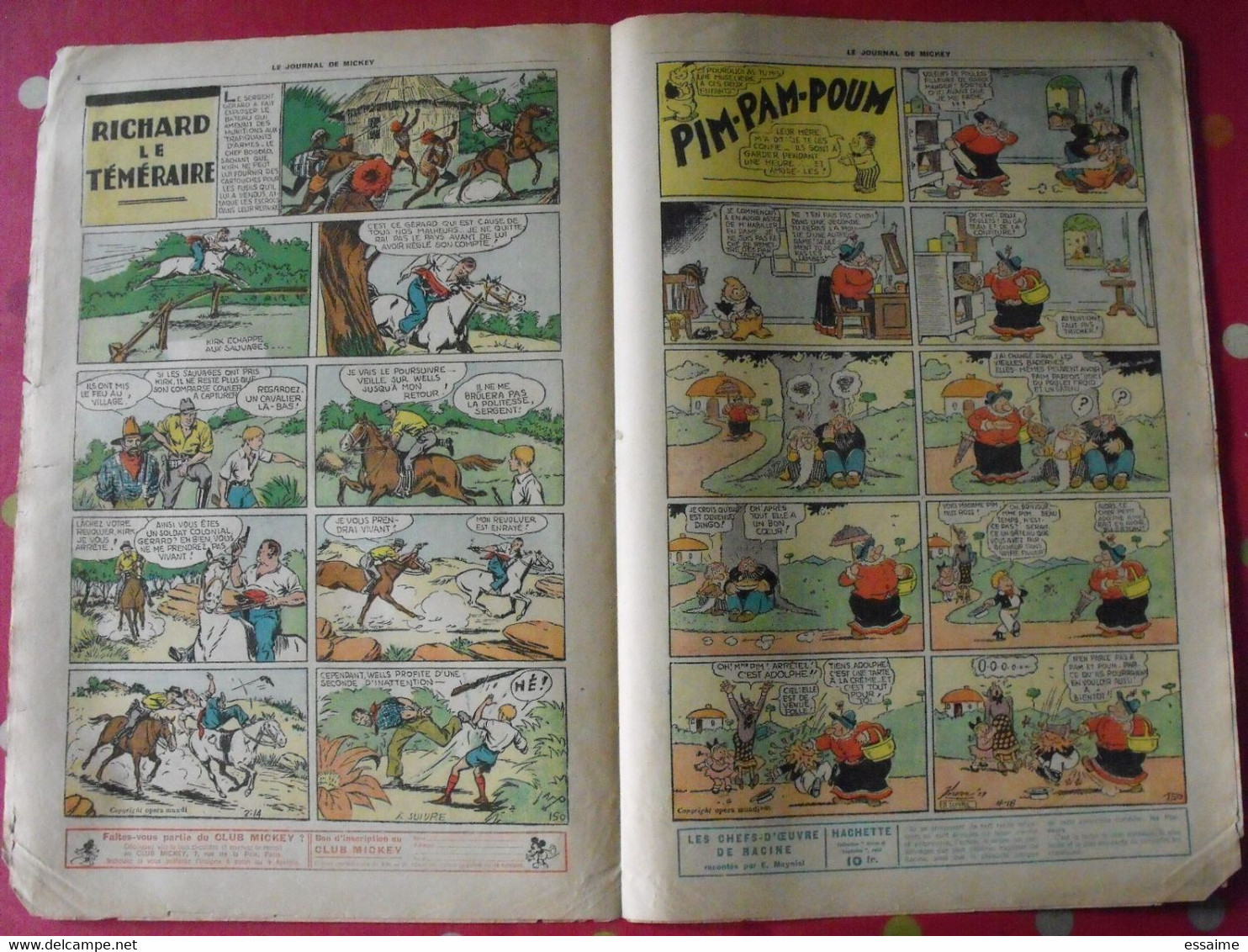 5 n° du journal de Mickey 1937. jojo richard pim pam poum jim la jungle malheurs d'annie donald