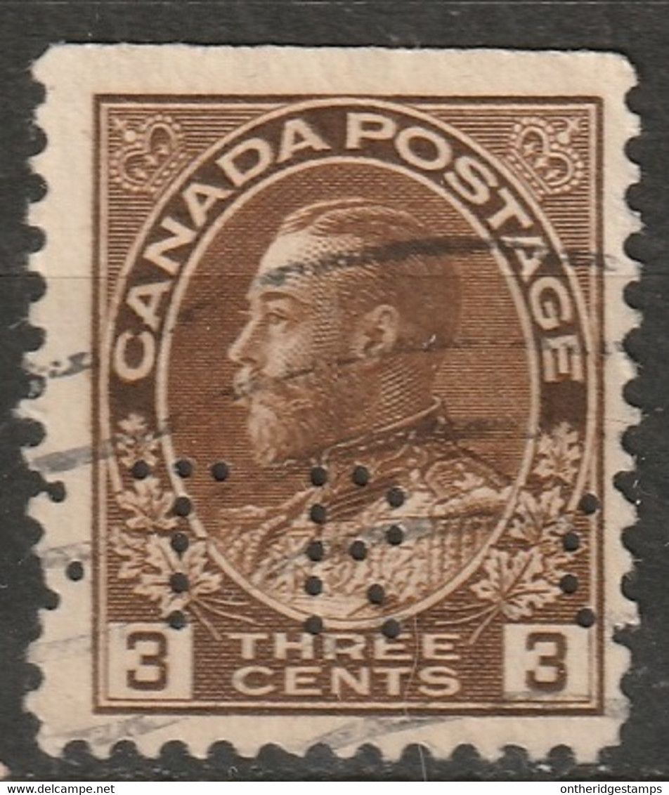 Canada 1918 Sc 108  Perfin "GTR" (Grand Trunk Railway) Used - Perfins