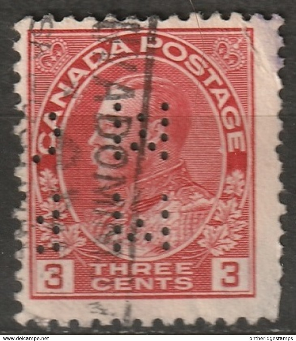 Canada 1923 Sc 109  Perfin "MR/MC" (Montreal Rolling Mills) Used - Perfins