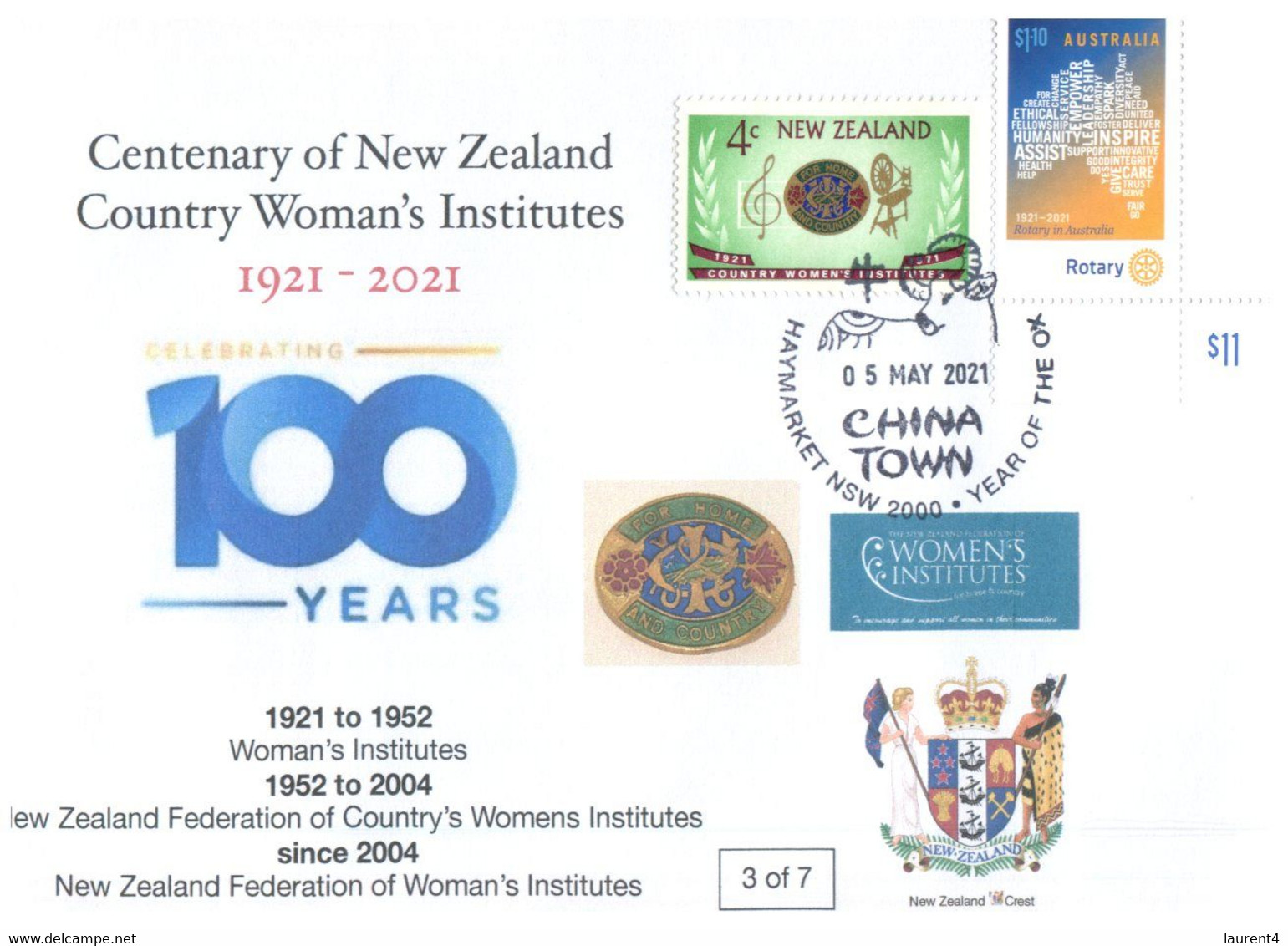 (TT 17) Centenary Of New Zealand Country Woman's Institute (3 Of 7) 5 May 2021 - Covers & Documents