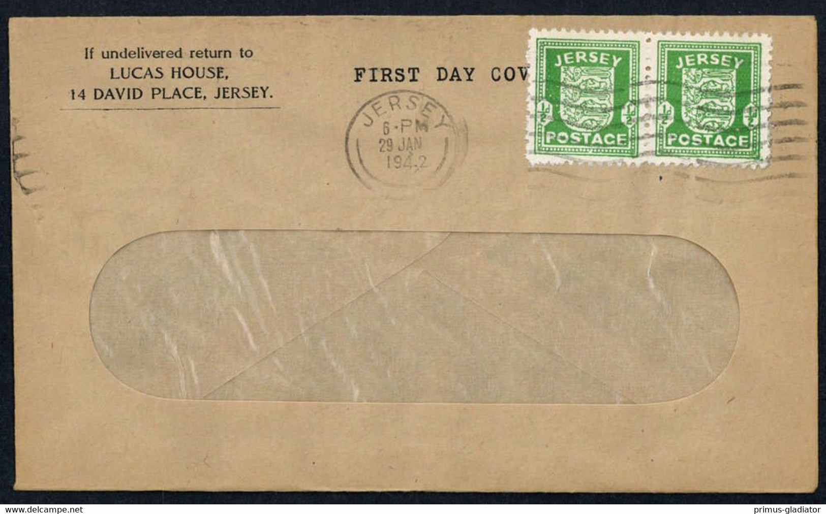 1942, Deutsche Besetzung II. WK Jersey, 1 Y (2), FDC - Occupation 1938-45