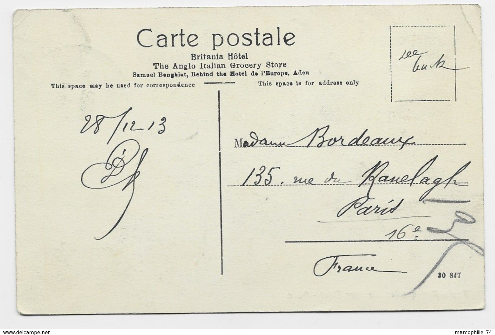 ADEN POSTCARD POST OFFICE QUARTER STEAMER POINT - Yemen