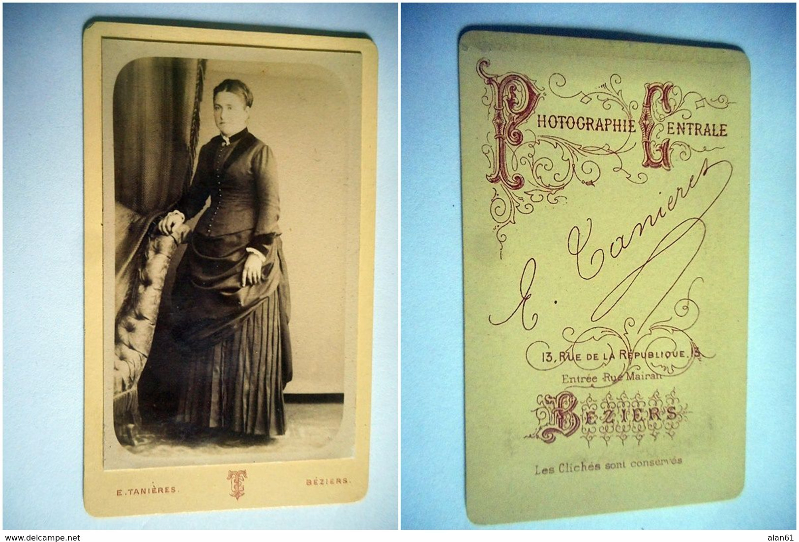 PHOTO CDV 19 EME  FEMME ELEGANTE ROBE   MODE Cabinet TANIERES A  BEZIERS - Old (before 1900)