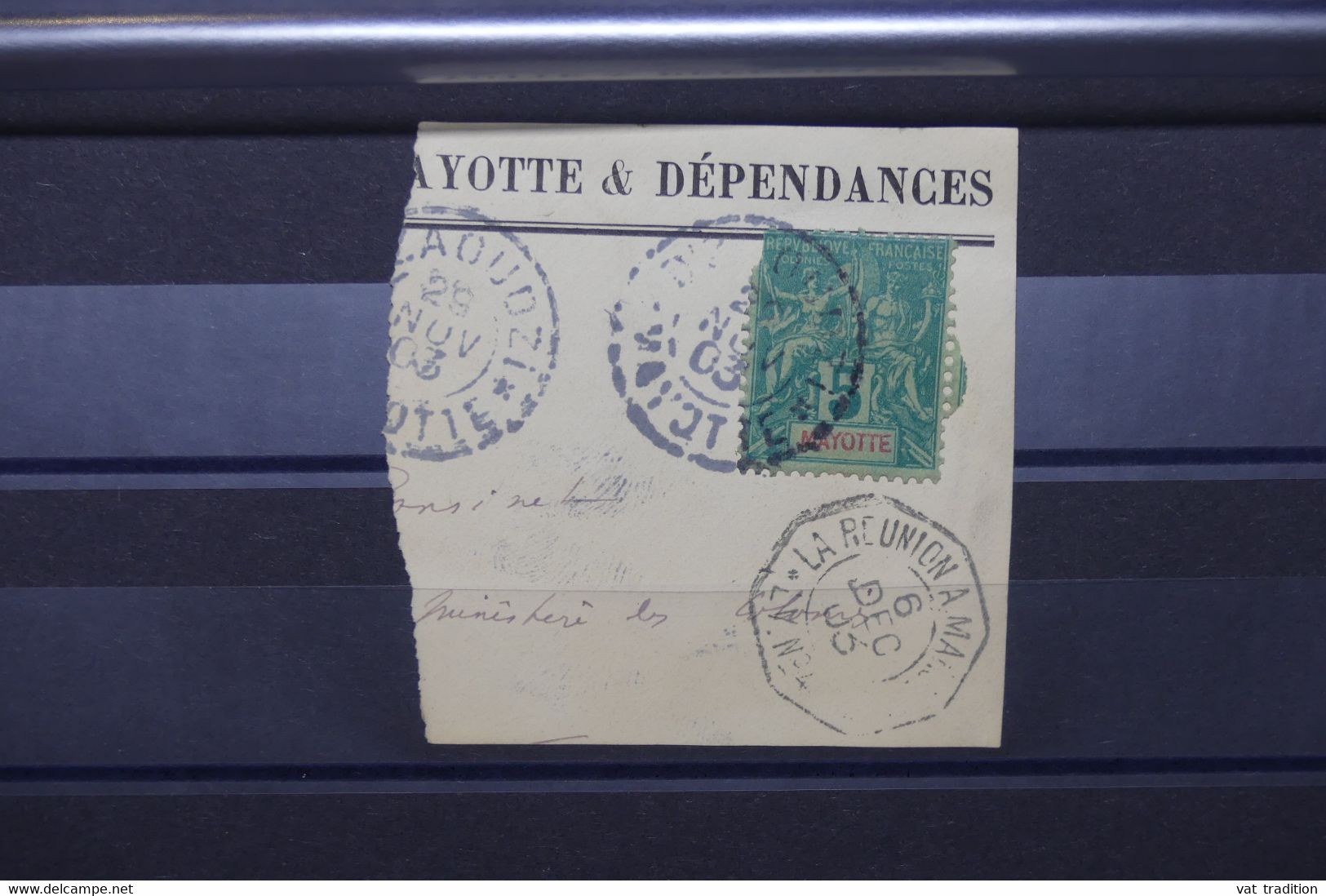 MAYOTTE -  Oblitération De Dzaoudzi Sur Type Groupe Sur Fragment En 1903 +  Ligne Maritime - L 100681 - Usados