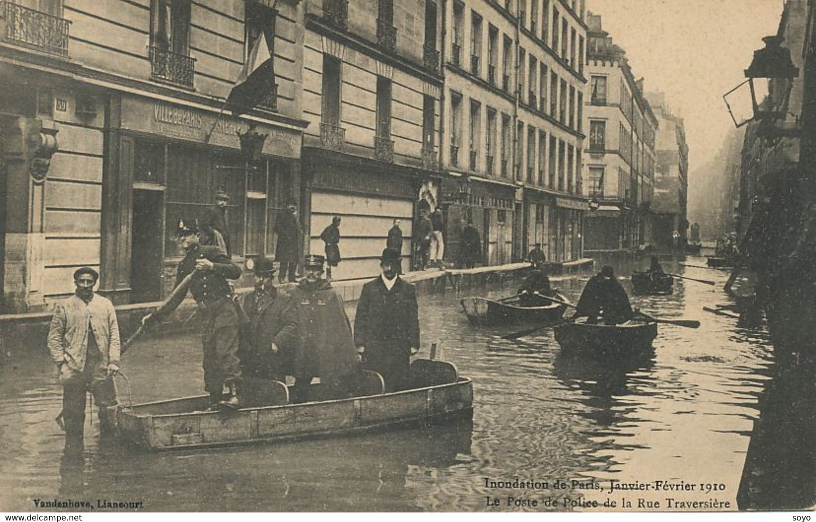 Poste De Police Rue Traversière Paris  Inondations 1910  Lampe - Police - Gendarmerie