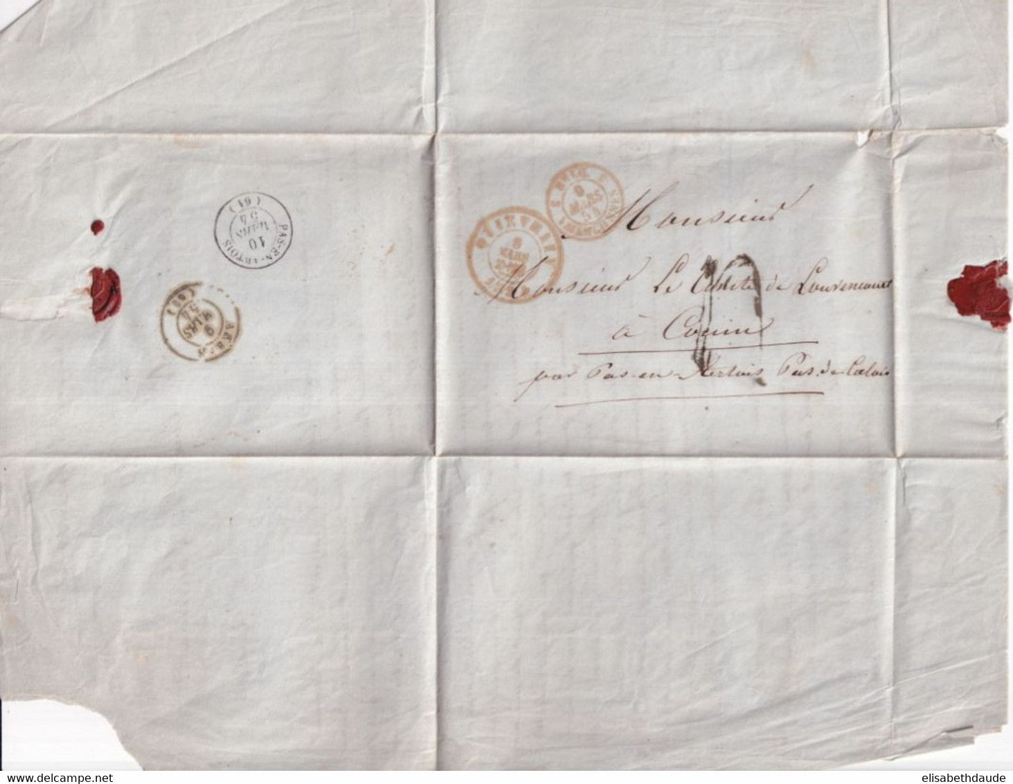 1854 - ENTREE BELGIQUE Par VALENCIENNES 3 - LETTRE De QUIEVRAIN SUP ! => COUIN PRES De PAS EN ARTOIS - Entry Postmarks