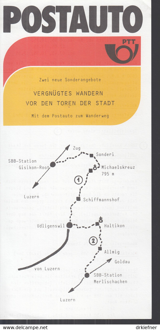 SCHWEIZ Postauto, PTT-Bus, Udligenswil, Routen, Ausflüge Und Wandervorschläge, Sommer 1984 - Europa