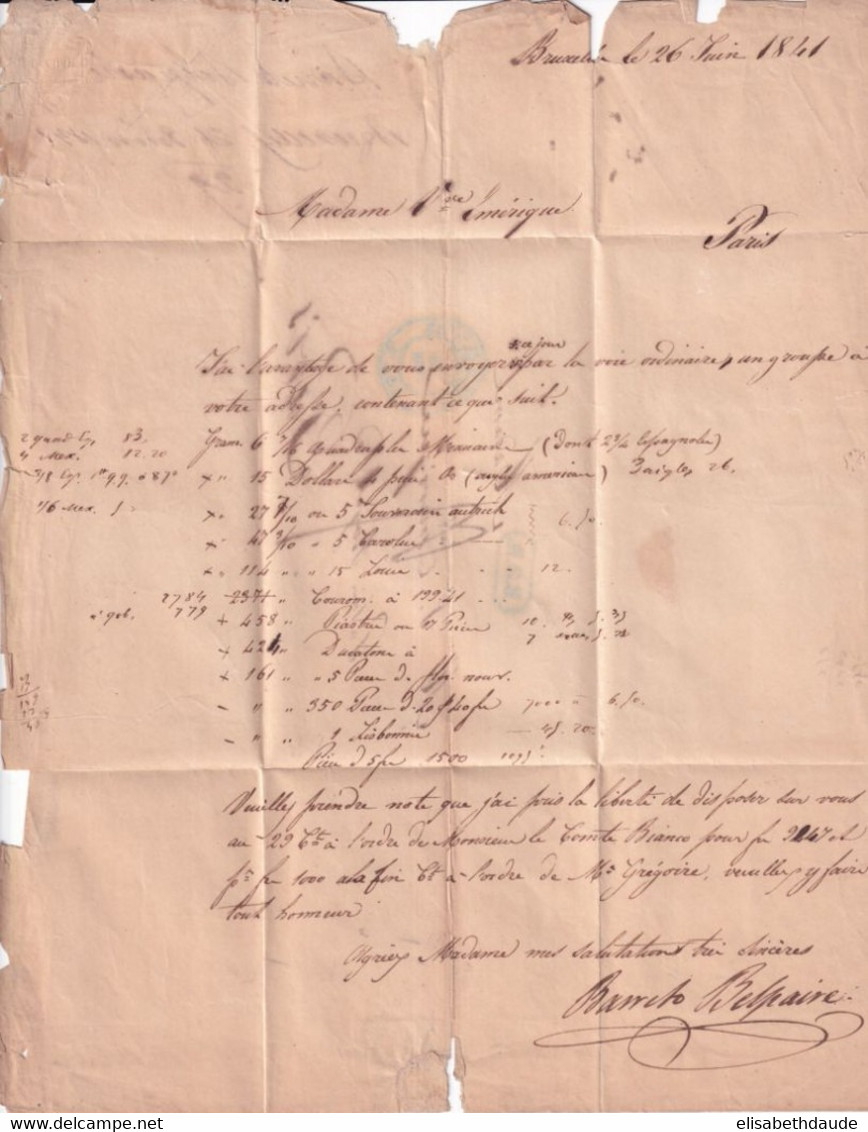 1841 - ENTREE BELGIQUE Par VALENCIENNES 3 - LETTRE De BRUXELLES => PARIS - Marques D'entrées