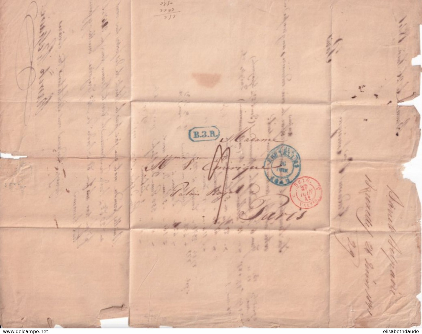 1841 - ENTREE BELGIQUE Par VALENCIENNES 3 - LETTRE De BRUXELLES => PARIS - Entry Postmarks