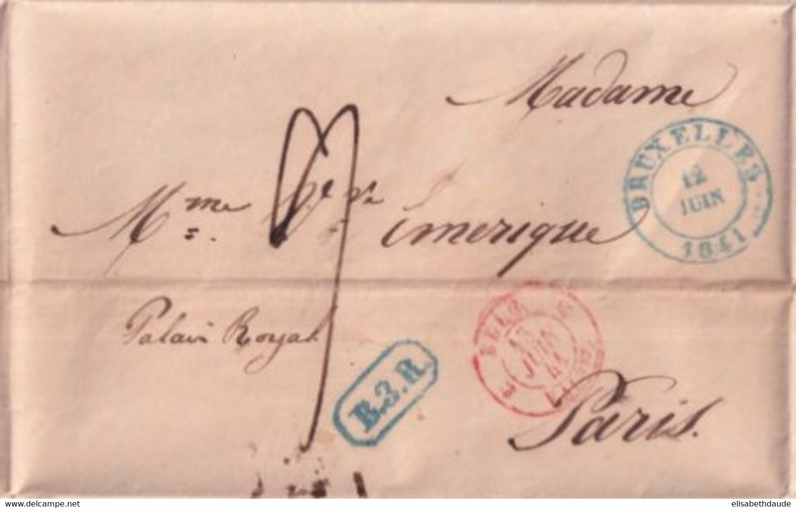 1841 - ENTREE BELGIQUE Par VALENCIENNES - LETTRE De BRUXELLES => PARIS - 1830-1849 (Unabhängiges Belgien)