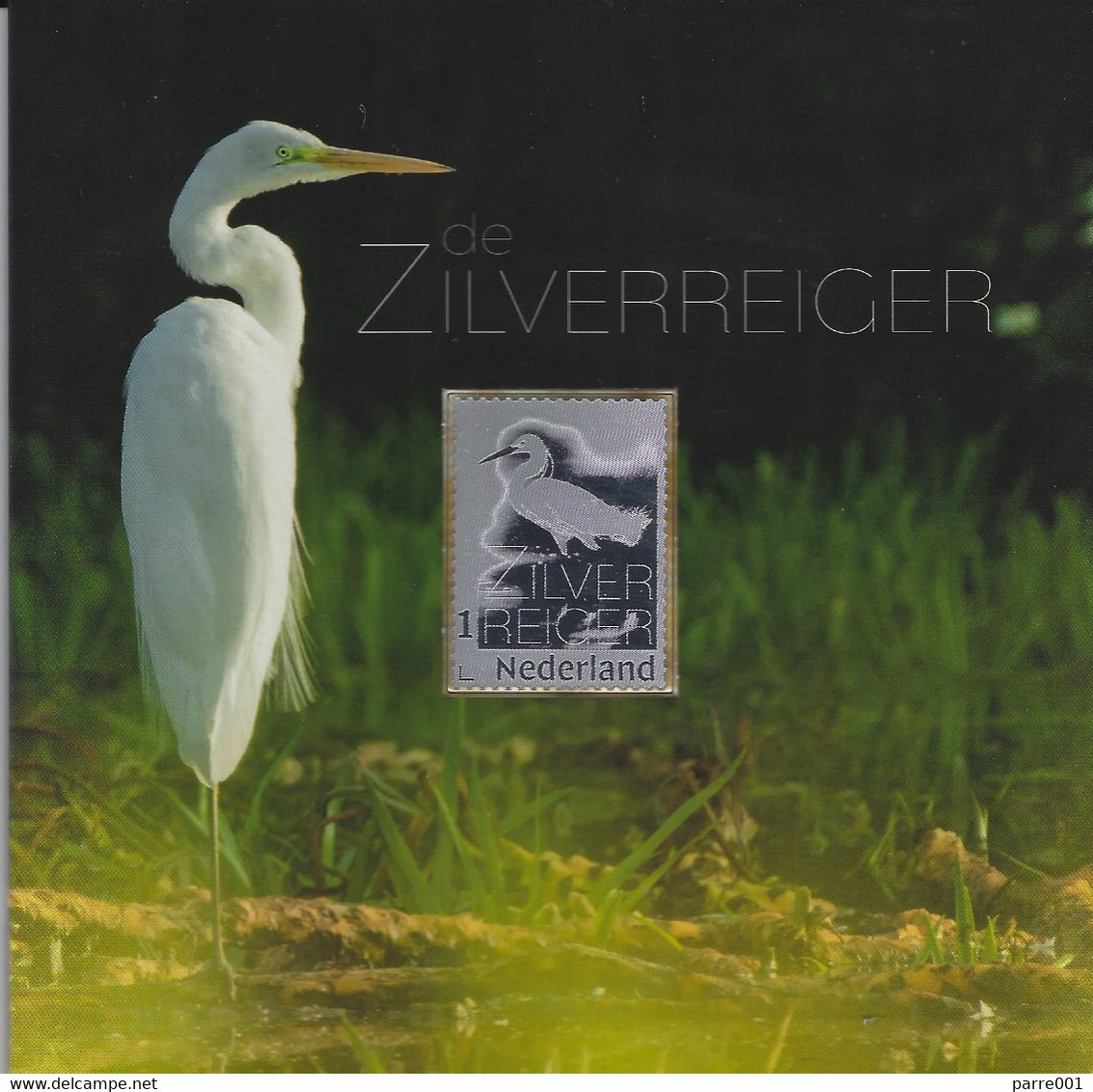 Netherlands 2020 Great Egret Ardea Alba Silver Version Only 4000 Printed! - Grues Et Gruiformes