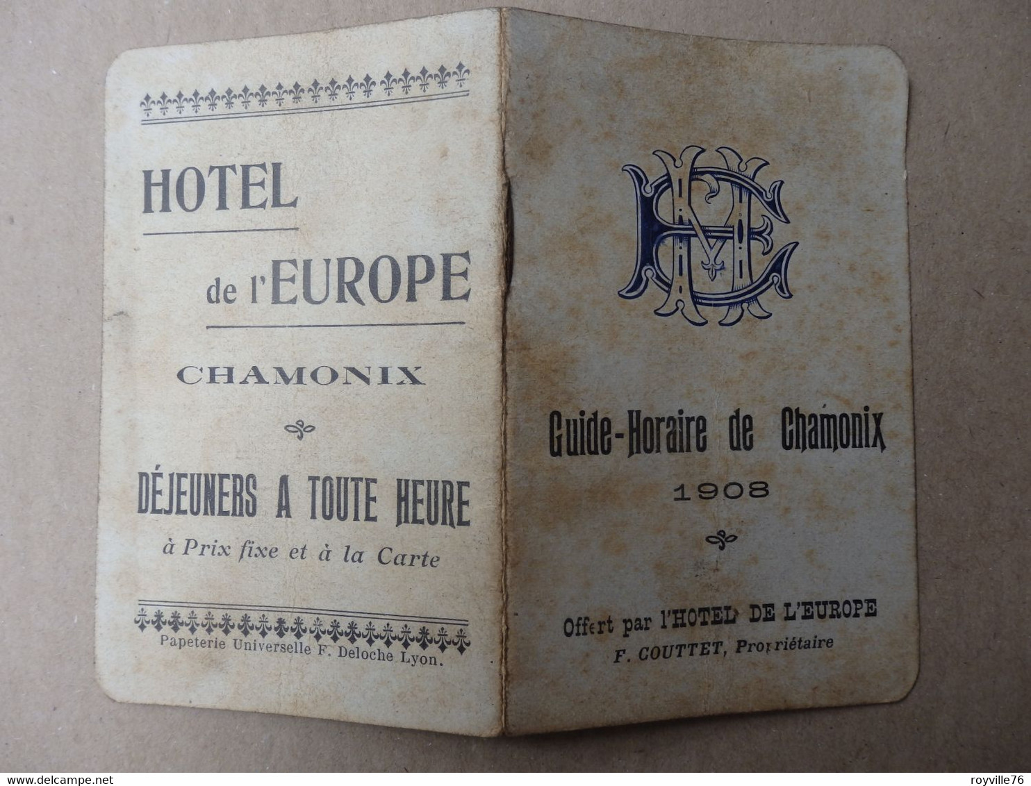 Guide-Horaire De Chamonix (74) De 1908 Offert Par L'hôtel De L'Europe.15 Pages. - Zonder Classificatie