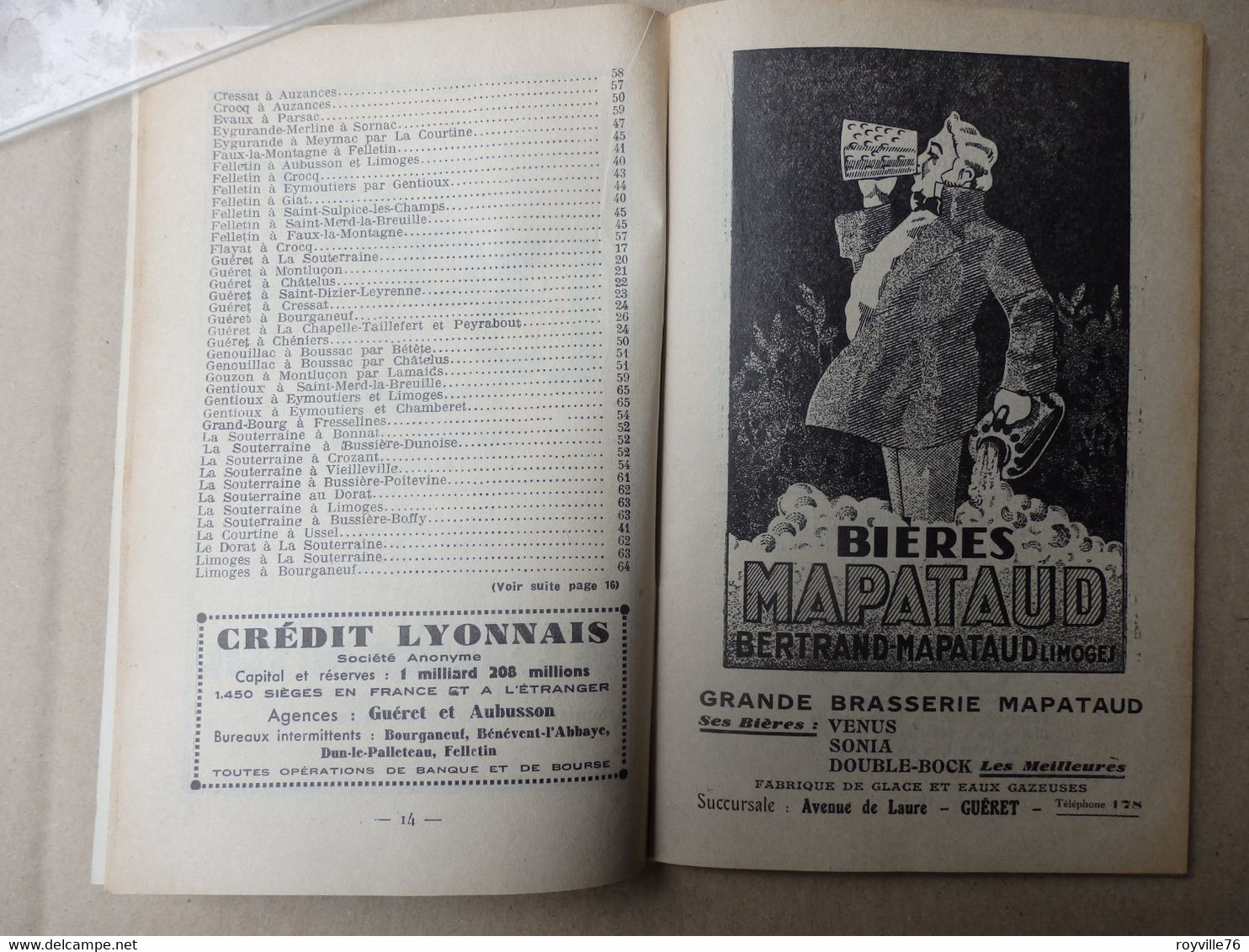 Horaires des autobus et chemin de fer de la Creuse 75 p.