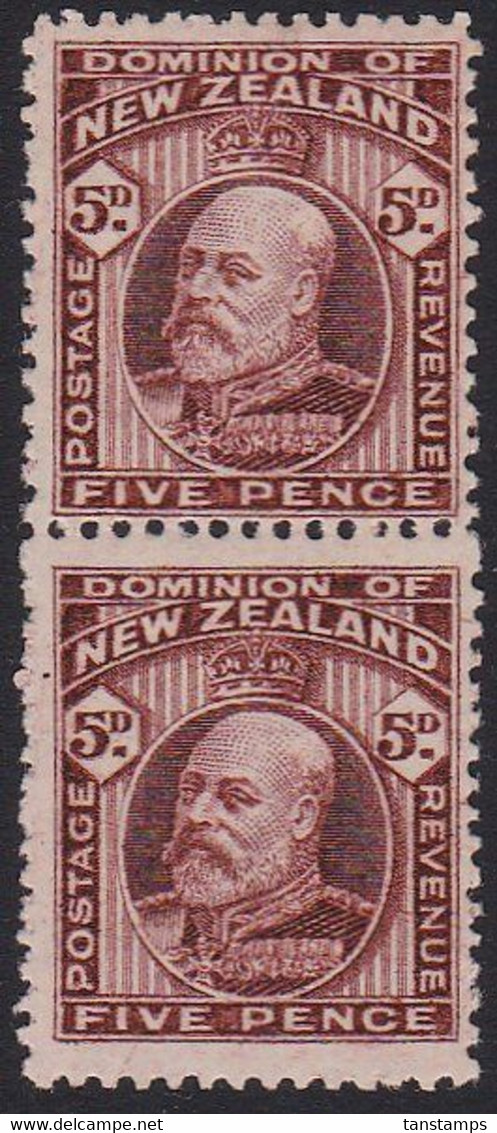 NEW ZEALAND KEVII 5d VLHM 2 PERF PAIR - Nuovi