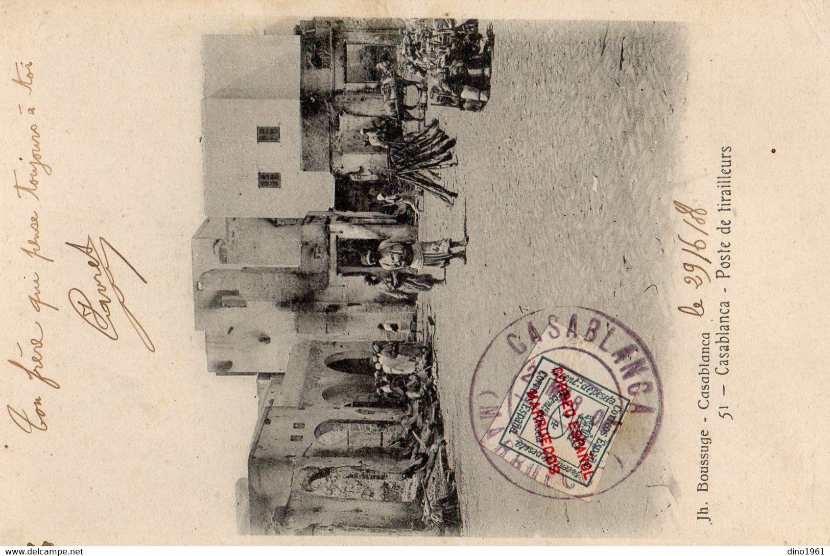 CPA 3178 - MILITARIA - Carte Militaire - CASABLANCA ( Maroc ) - Poste De Tirailleurs - Carte Avec Timbre Espagnol - Casablanca