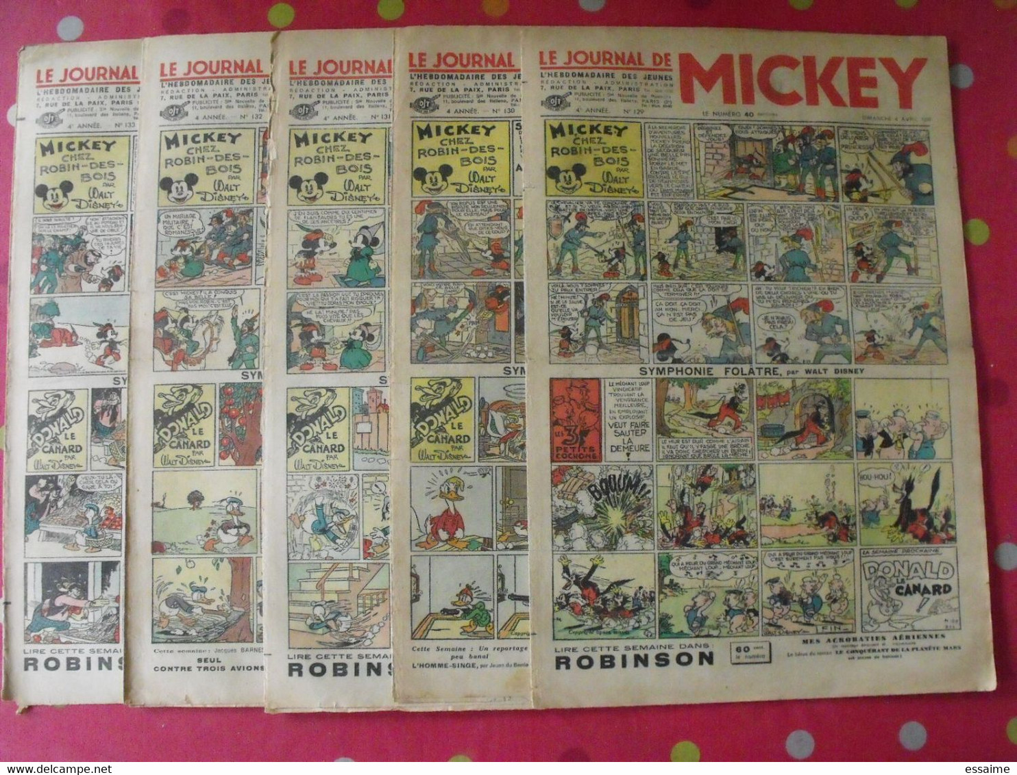 5 N° Du Journal De Mickey 1937. Jojo Richard Pim Pam Poum Jim La Jungle Malheurs D'annie Donald - Journal De Mickey