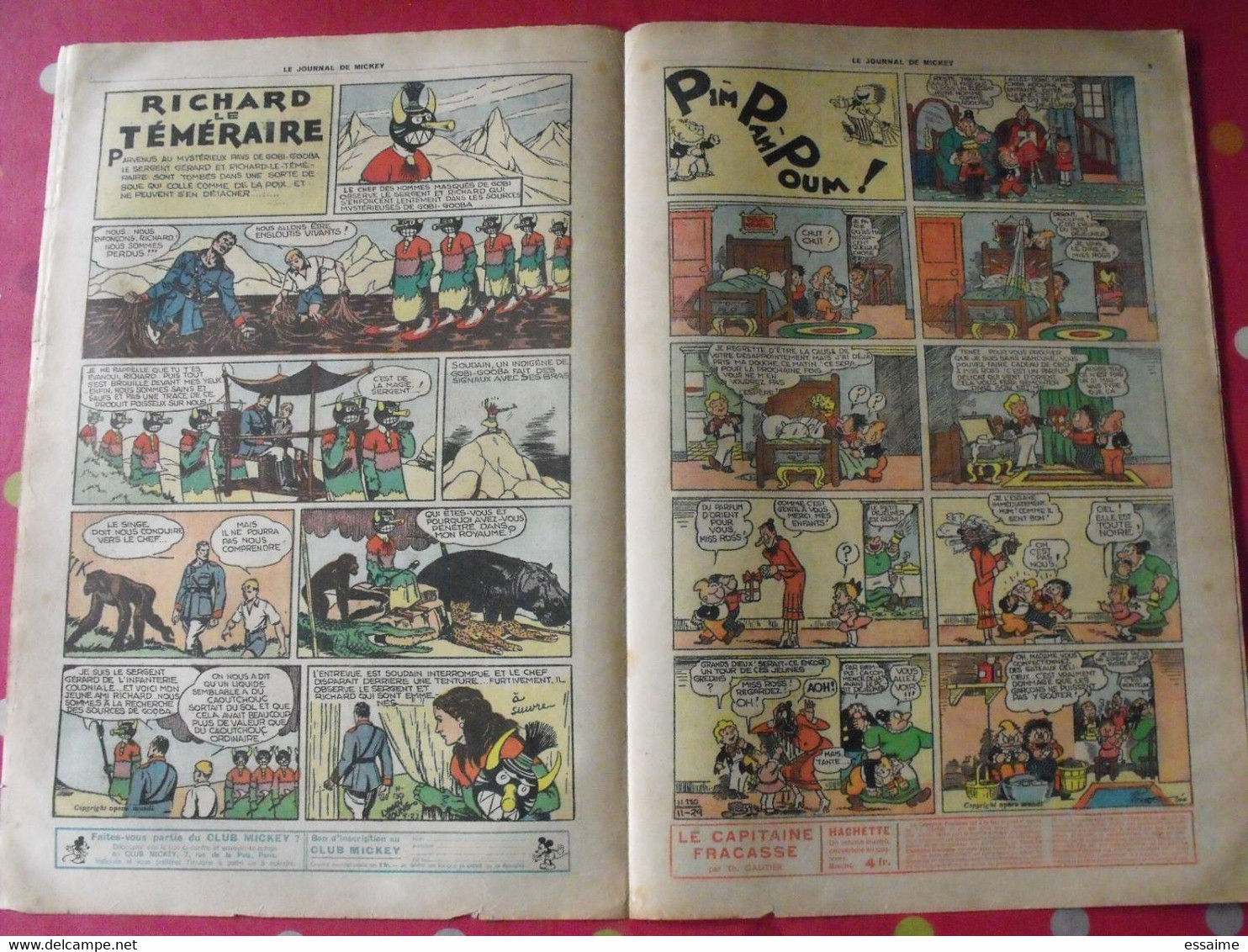 5 n° du journal de Mickey 1937. jojo richard pim pam poum jim la jungle malheurs d'annie donald