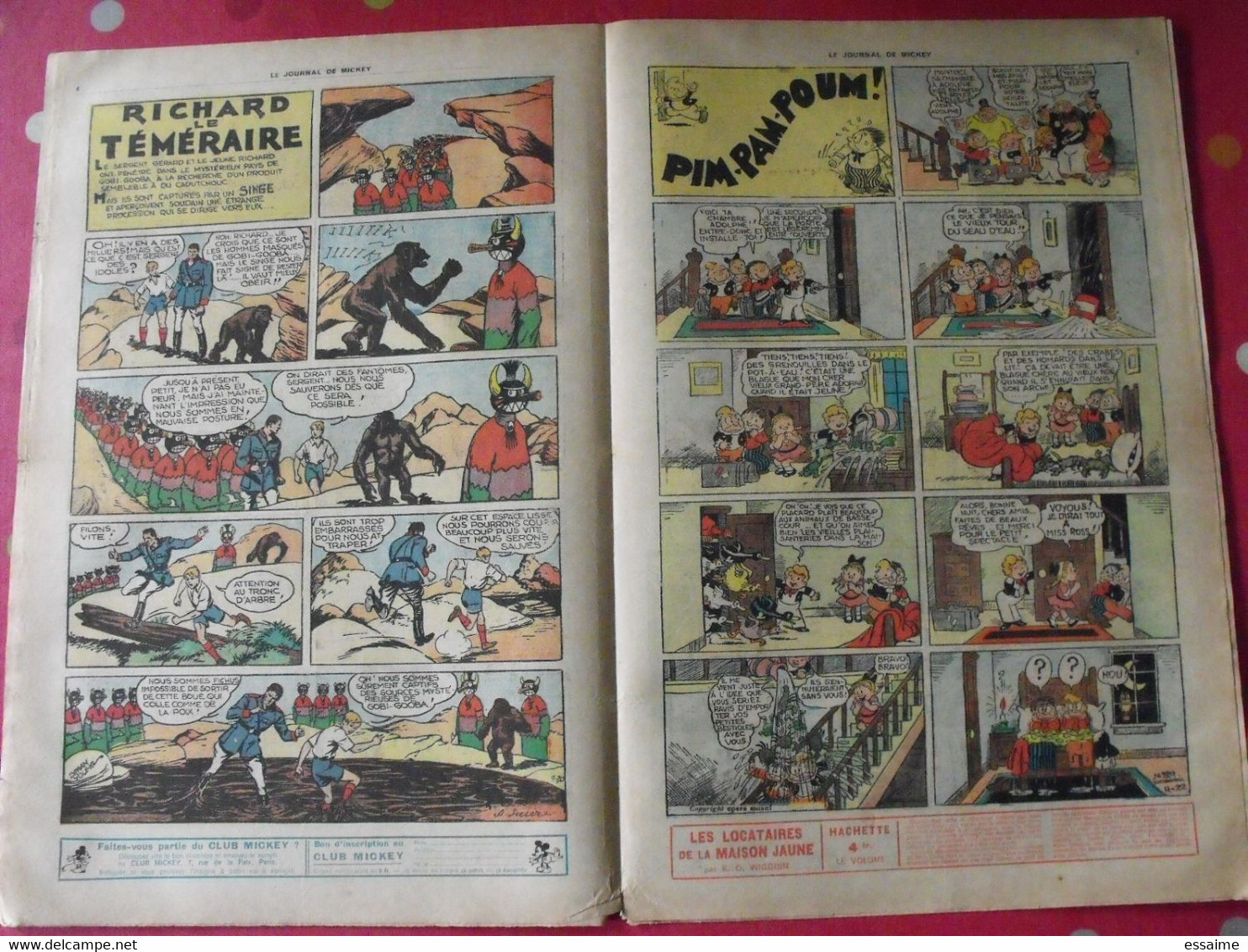5 n° du journal de Mickey 1937. jojo richard pim pam poum jim la jungle malheurs d'annie donald