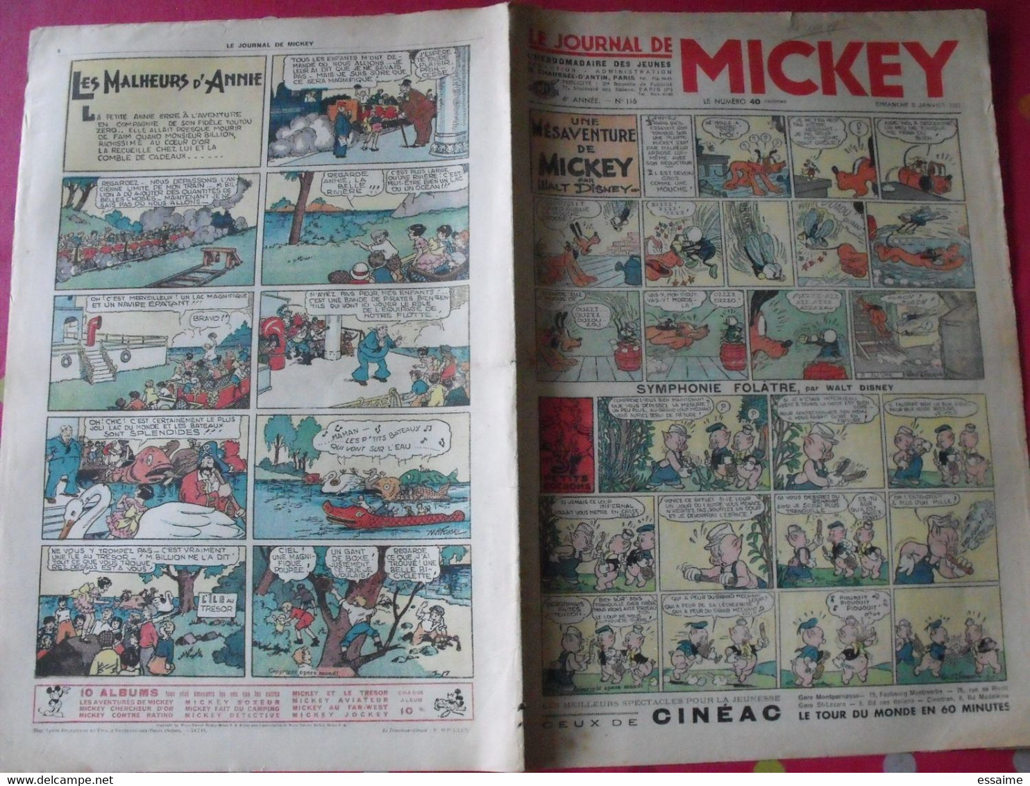 5 n° du journal de Mickey 1937. jojo richard pim pam poum jim la jungle malheurs d'annie donald