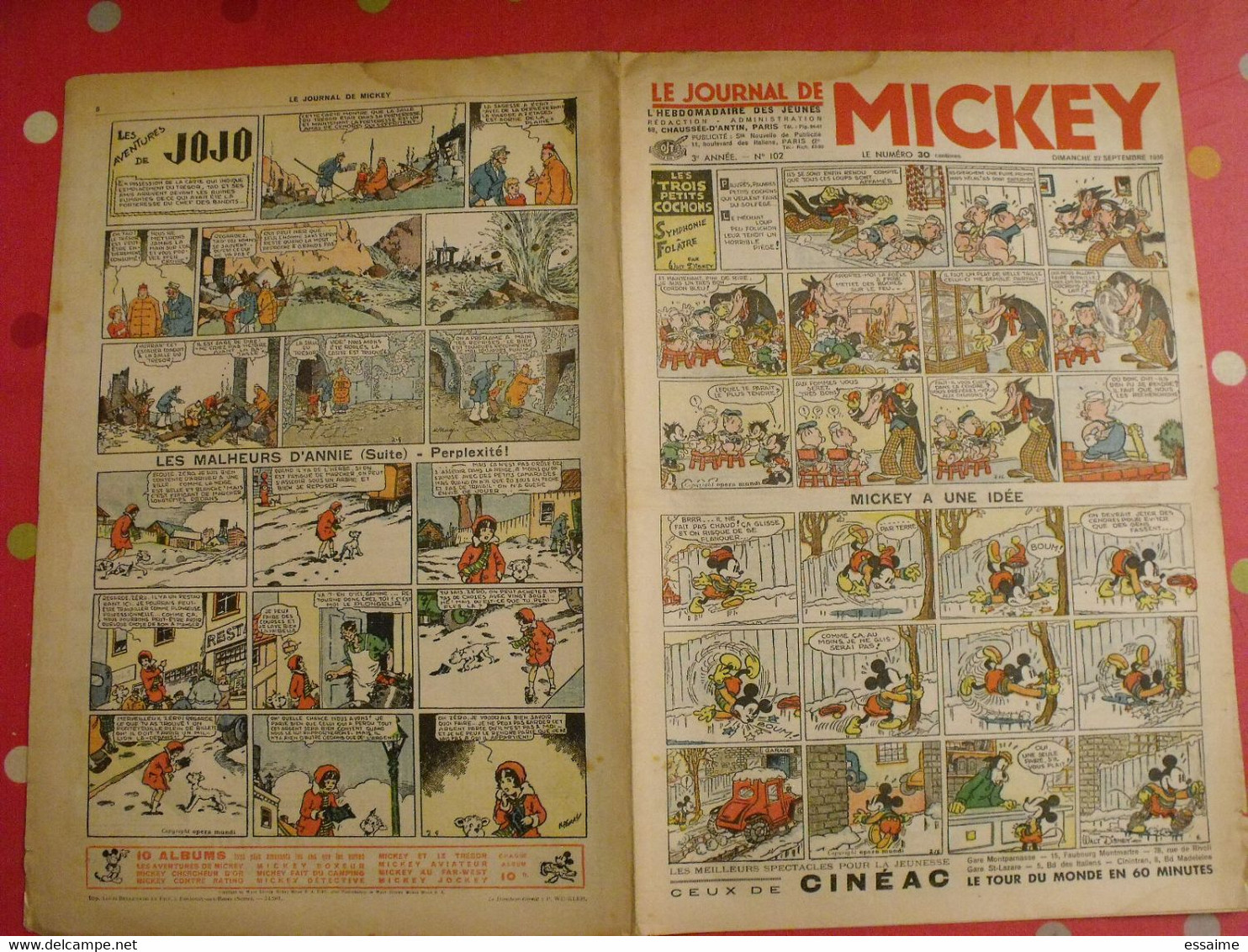 5 N° Du Journal De Mickey 1936. Jojo Lacloche Pim Pam Poum Luc Bradefer Malheurs D'annie Donald - Journal De Mickey