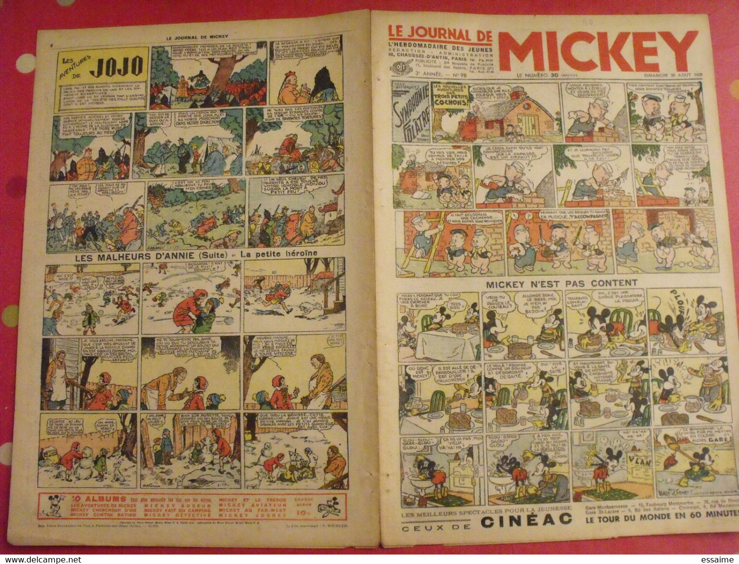 5 n° du journal de Mickey 1936. jojo lacloche pim pam poum luc bradefer malheurs d'annie donald