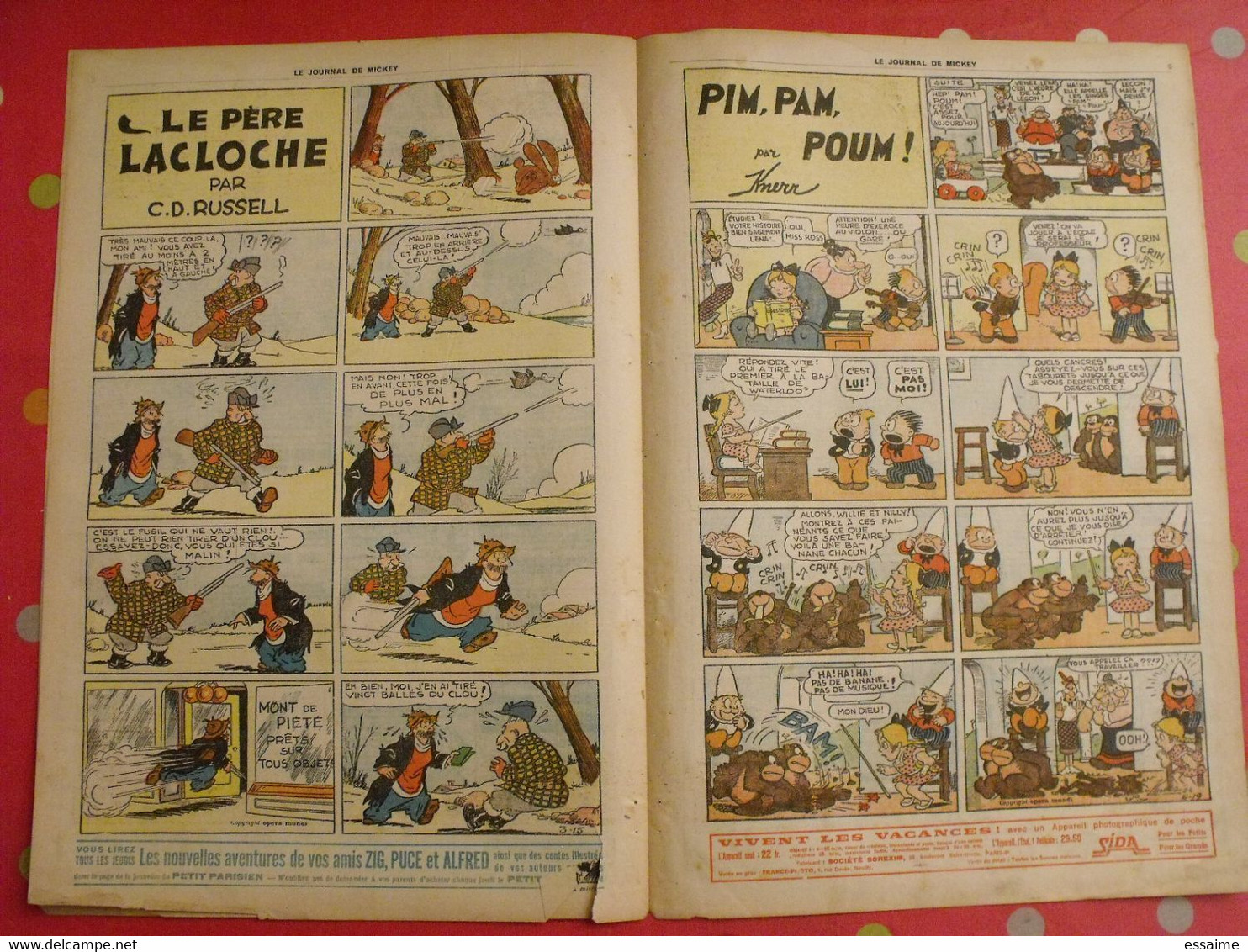 5 n° du journal de Mickey 1936. jojo lacloche pim pam poum luc bradefer malheurs d'annie donald