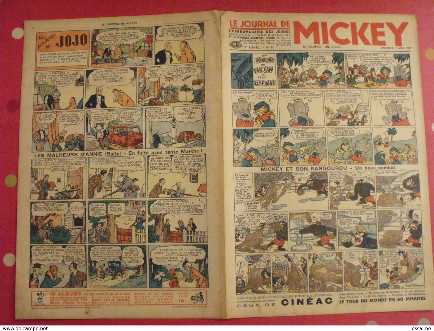 5 N° Du Journal De Mickey 1936. Jojo Lacloche Pim Pam Poum Luc Bradefer Malheurs D'annie Donald - Journal De Mickey