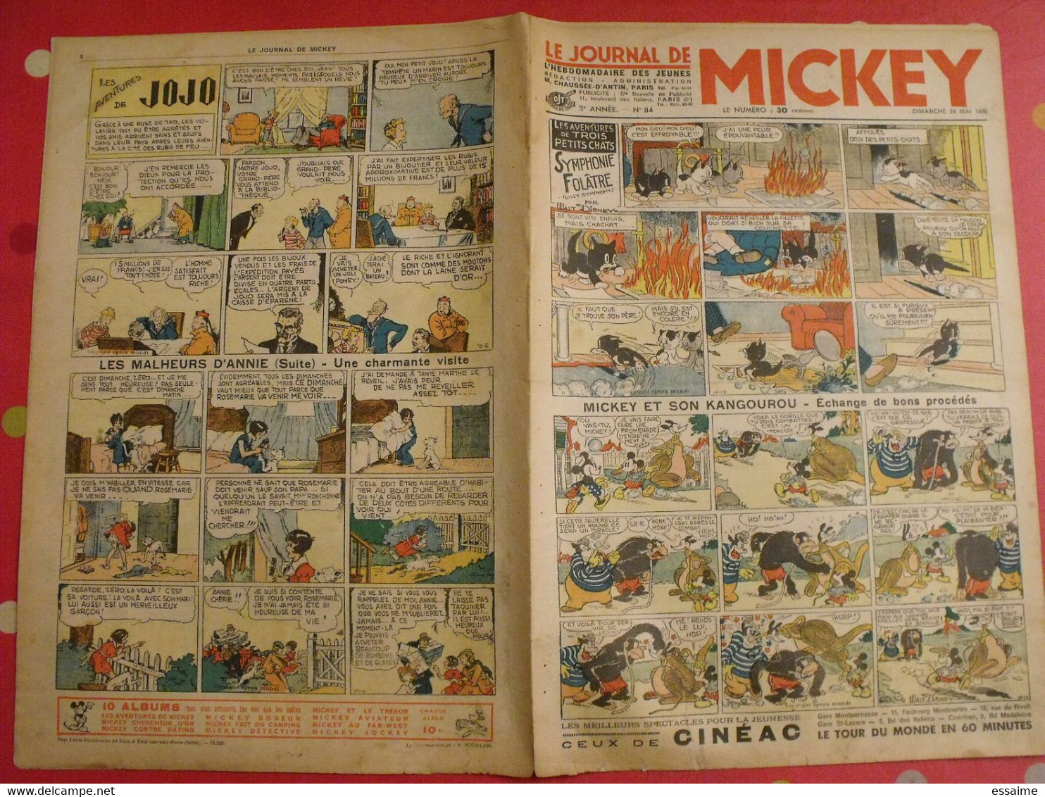 5 n° du journal de Mickey 1936. jojo lacloche pim pam poum luc bradefer malheurs d'annie donald