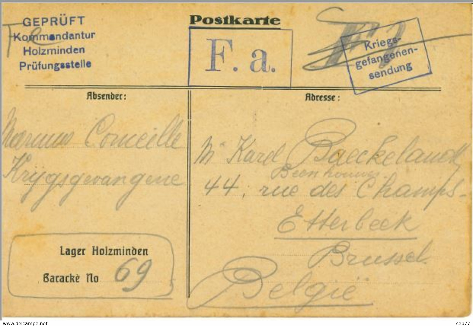 Postkarte Lager Holzminden (1915) - Holzminden