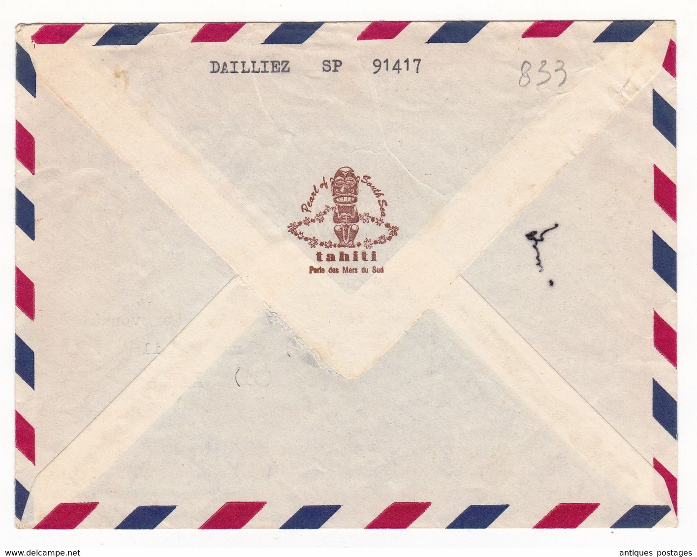 Lettre 1970 Tahiti Secteur Postal Militaire 91417 Perle Du Pacifique Poste Aux Armées Iwuy Nord - Storia Postale