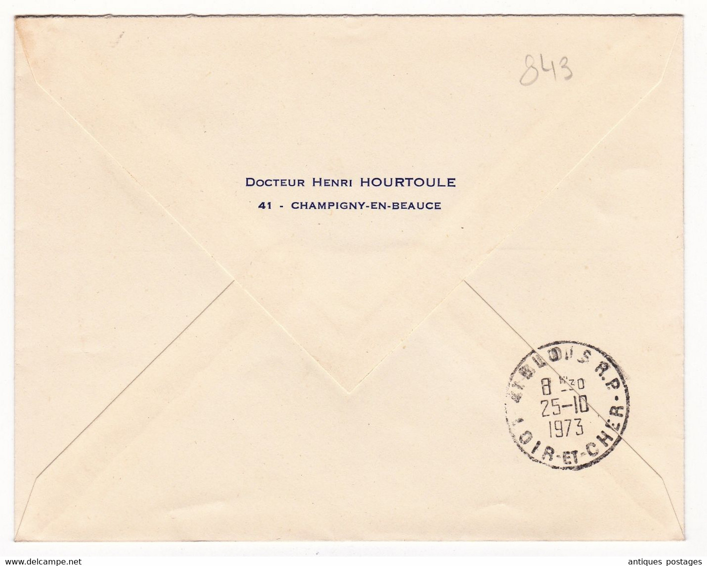 Lettre Recommandée 1973 Champigny En Beauce Loir Et Cher Pour Blois Poste Aérienne MS 760 Henri Hourtoule - 1960-.... Oblitérés