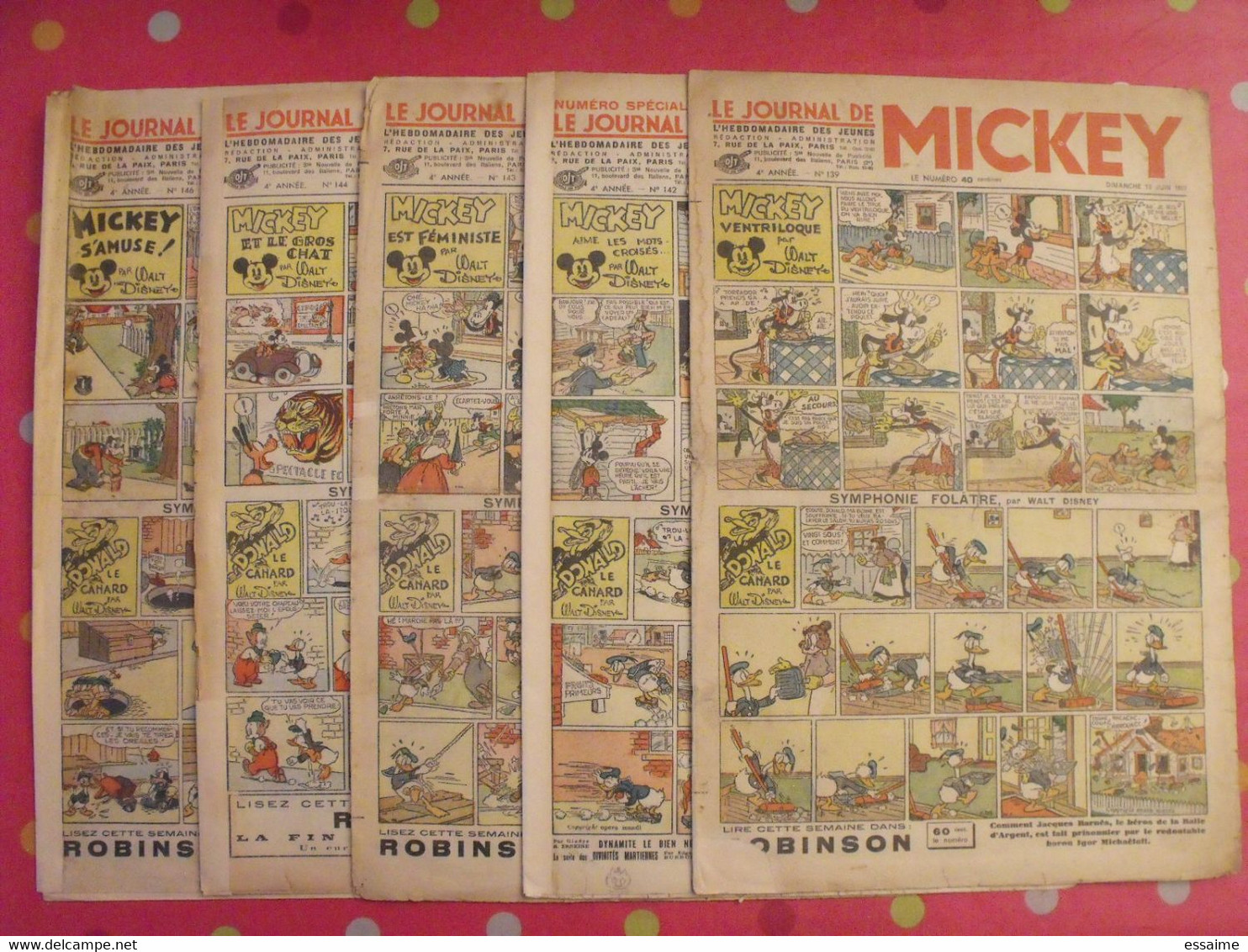 5 N° Du Journal De Mickey 1937. Jojo Richard Jim La Jungle Malheurs D'annie Donald Cora Tempête. - Journal De Mickey