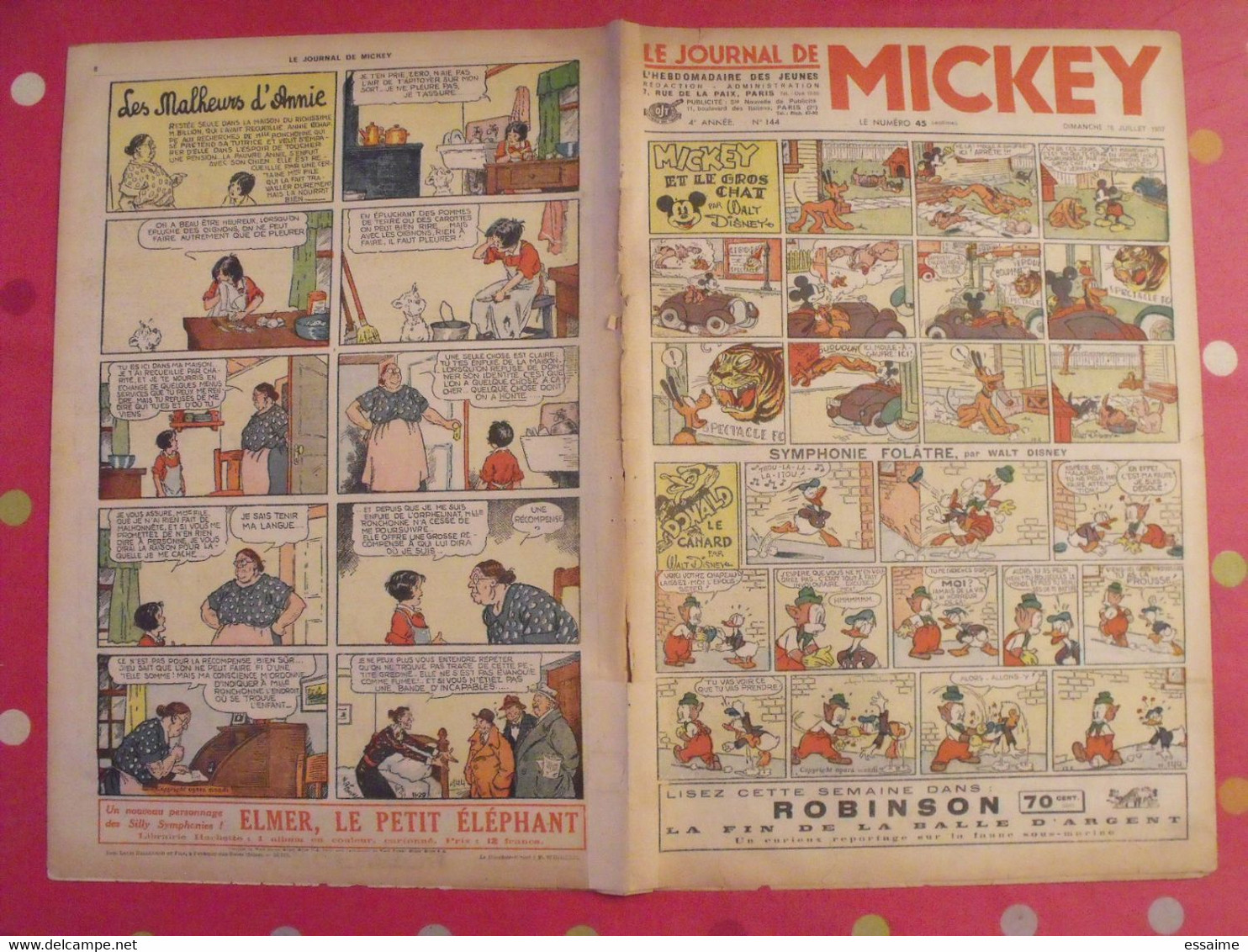 5 N° Du Journal De Mickey 1937. Jojo Richard Jim La Jungle Malheurs D'annie Donald Cora Tempête. - Journal De Mickey