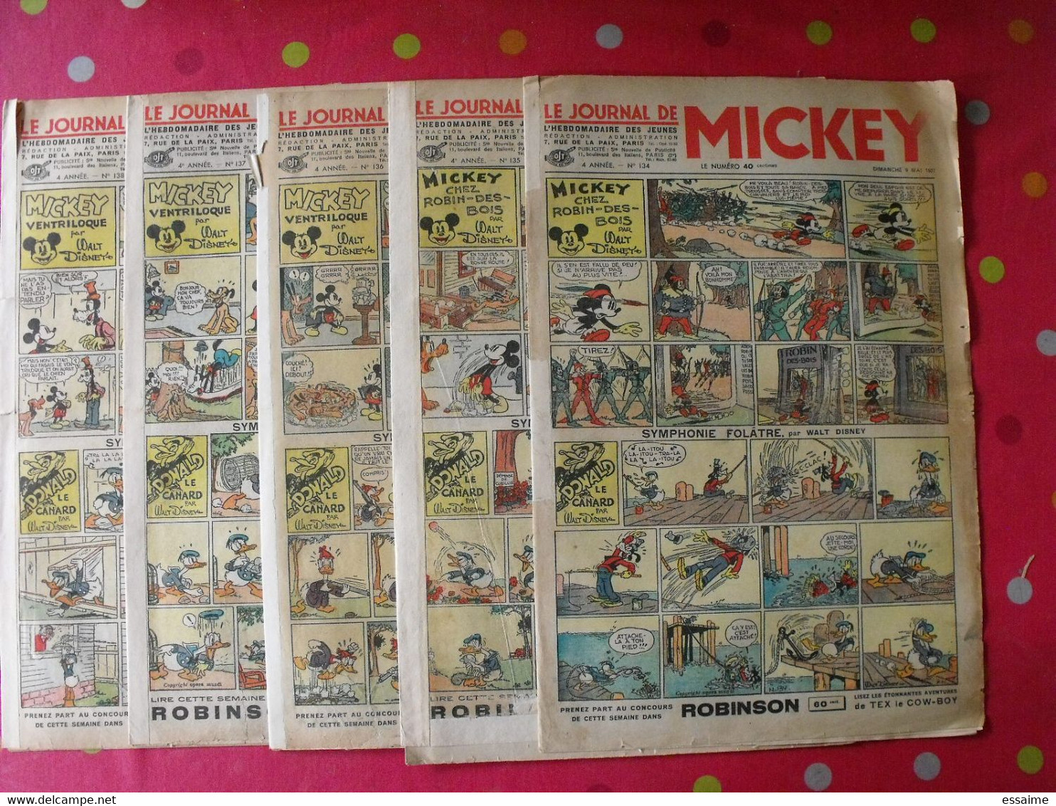 5 N° Du Journal De Mickey 1937. Jojo Richard Jim La Jungle Malheurs D'annie Donald Cora Tempête. - Journal De Mickey