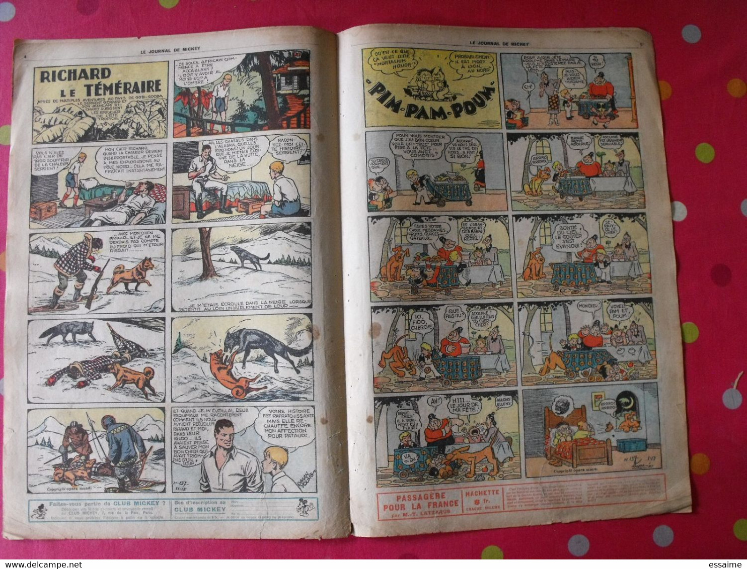 5 N° Du Journal De Mickey 1937. Jojo Richard Jim La Jungle Malheurs D'annie Donald Cora Tempête. - Journal De Mickey
