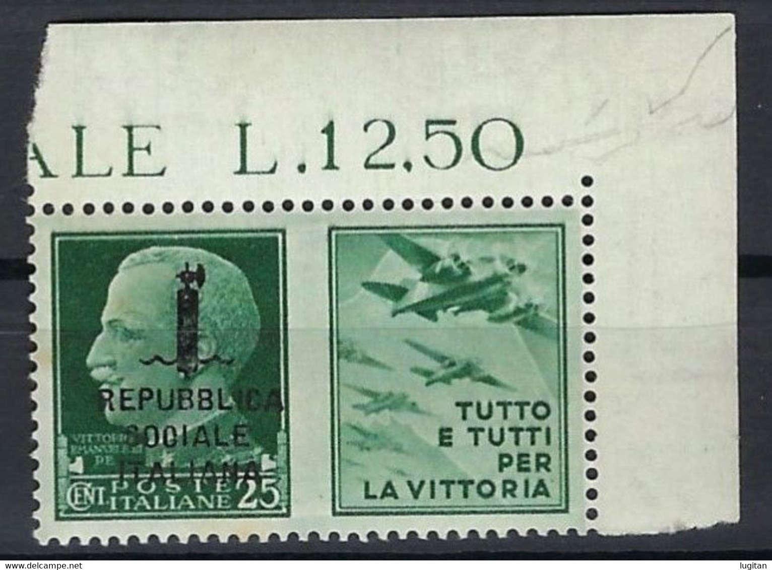 PROPAGANDA DI GUERRA  SASS. 27k - REPUBBLICA SOOIALE INVECE DI REPUBBLICA SOCIALE- MNH ** NUOVO GOMMA INTEGRA - VARIETA' - Kriegspropaganda