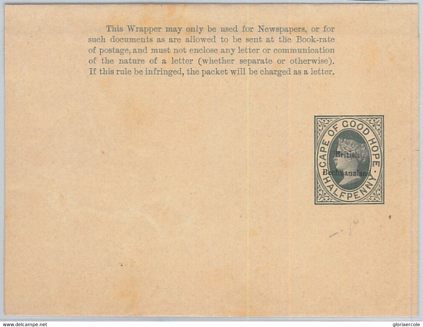 65809 -  BRITISH BECHUANALAND - Postal History - POSTAL STATIONERY WRAPPER  # 2 - 1885-1895 Crown Colony