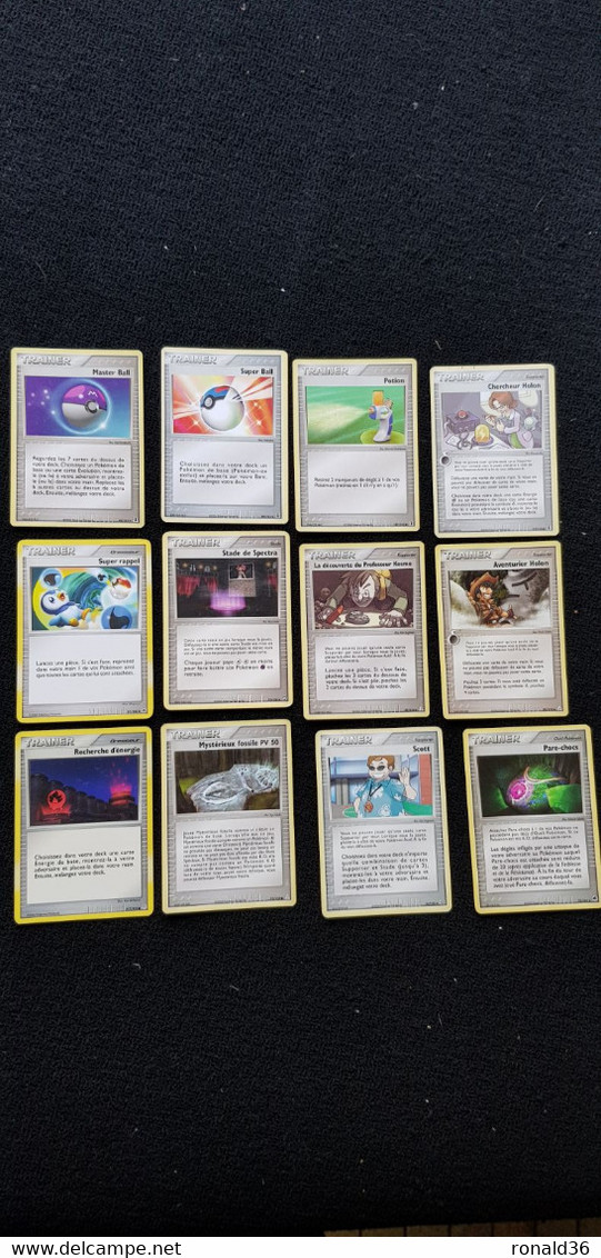 Carte Lot De 12 POKEMON TRAINER Scott Pare Choc Aventurier Holon Chercheur Potion Super Ball Master Rappel Professeur - Lots & Collections