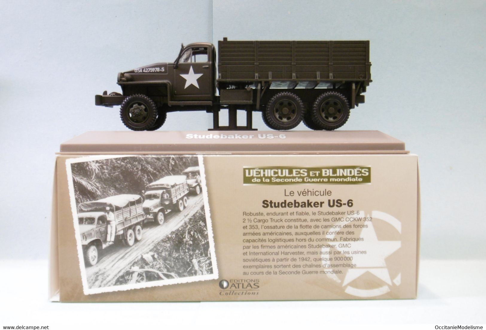 Atlas - CAMION STUDEBAKER US-6 2 1/2 Cargo Truck Véhicules Et Blindés WWII Militaire BO 1/43 - Militaria