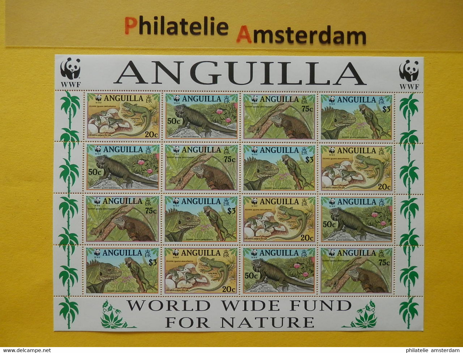 Anguilla 1997, FULL SHEET / WWF FAUNA GREEN IGUANA: Mi 988-91, ** - Ongebruikt