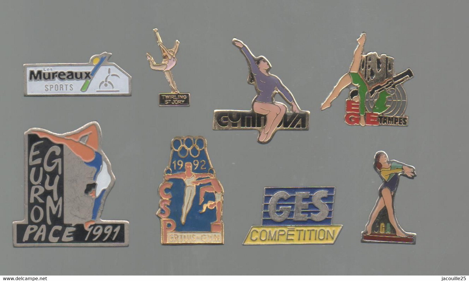 PINS PIN'S SPORTS  GYMNASTIQUE GYM TWIRLING GES LES MUREAUX ST JORY ETAMPES ERTUIS JO CGA LOT 8 PINS - Gymnastique