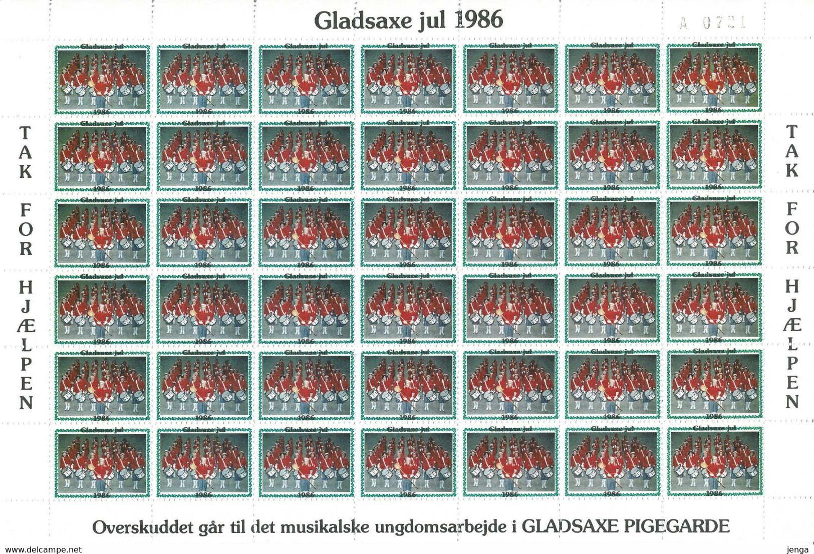 Denmark; Local Christmas Seals - Drum Majorettes Gladsaxe1986;  Full Sheet MNH(**), Not Folded, - Fogli Completi