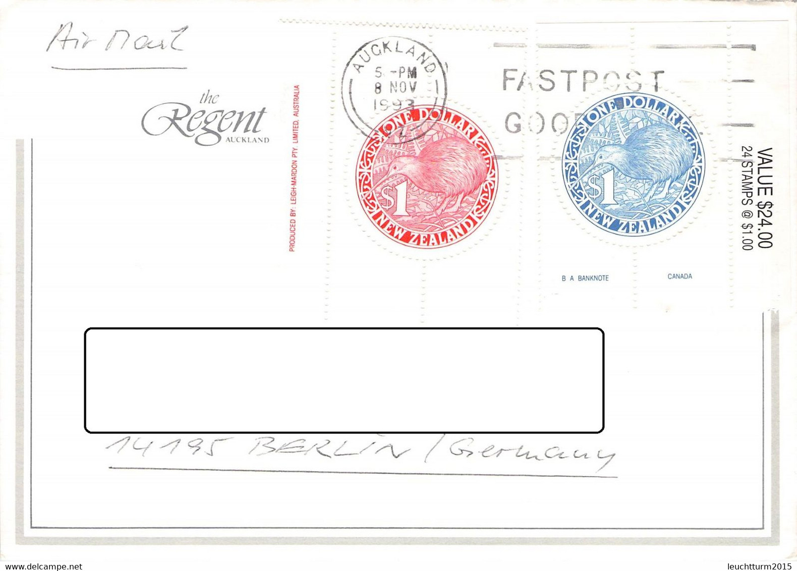 NEW ZEALAND - LETTER 1993 AUCKLAND > BERLIN /QF 359 - Lettres & Documents