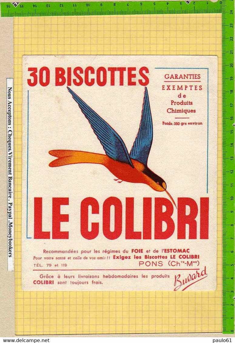 BUVARD  : BISCOTTES  Le Colibri  : Pons Charentes Maritimes - Biscottes