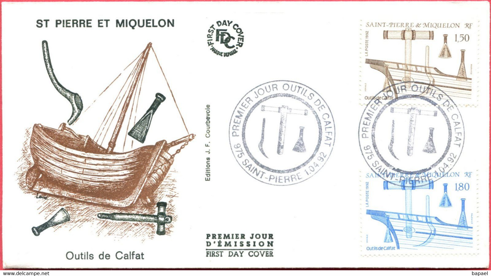 Env. FDC - Saint Pierre Et Miquelon (1-4-92) - Outils De Calfat - FDC