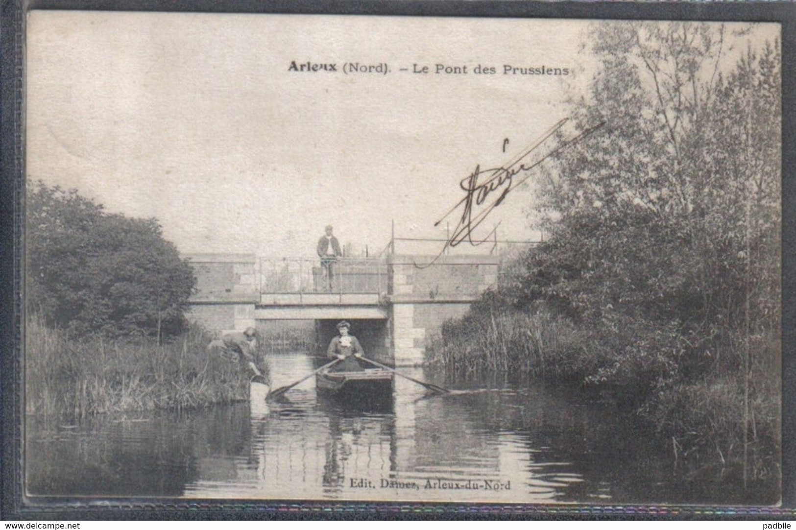 Carte Postale 59. Arleux  Canotage Au Pont Des Prussiens   Très Beau Plan - Arleux