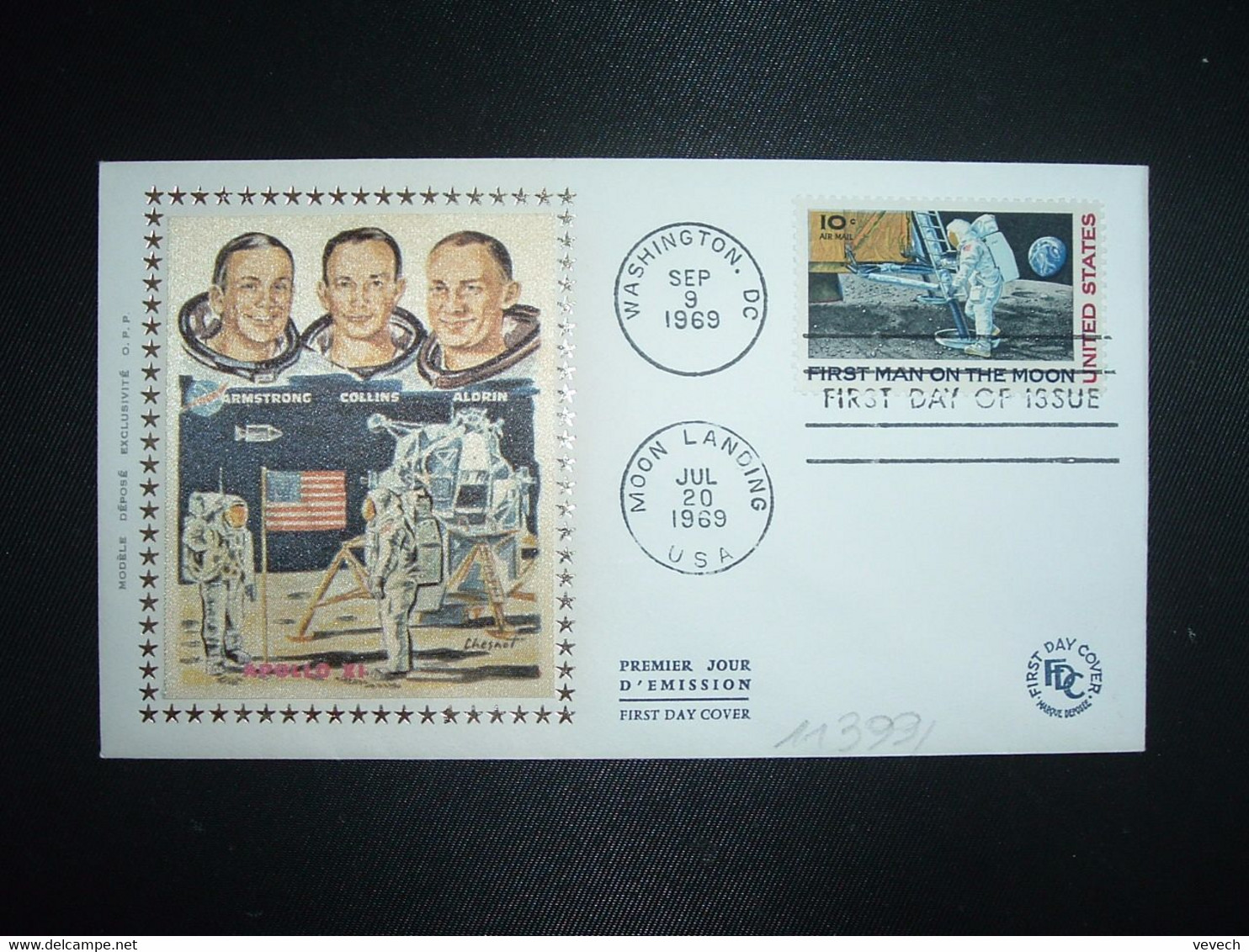 LETTRE TP FIRST MAN ON THE MOON 10c OBL.MEC. SEP 9 1969 WASHINGTON DC + JUL 20 1969 MOON LANDIN + FDC - North  America