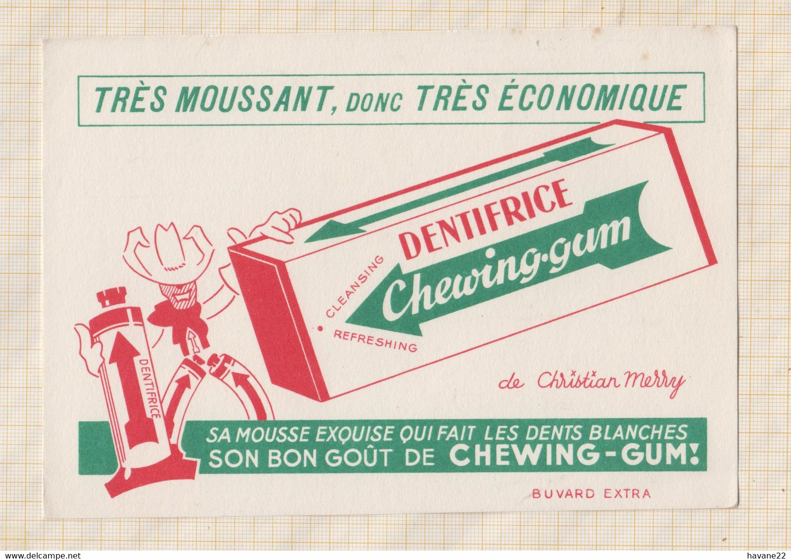 21/42 Buvard DENTIFRICE GOUT CHEWING GUM (CHRISTIAN MERRY) - Cake & Candy