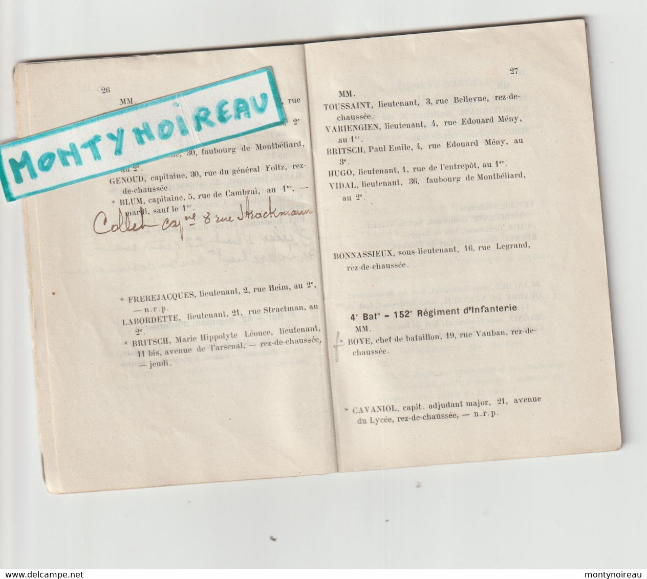 V P : Genre Carnet Militaire: 1906 , Garnison De  Belfort ,officiers, 26   Grammes, - Unclassified