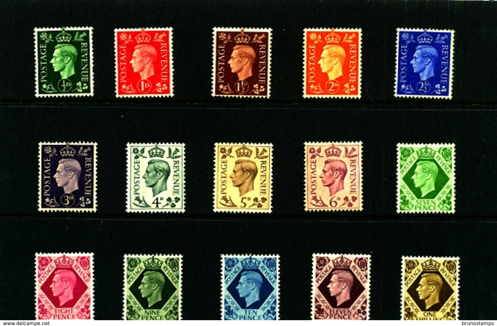 GREAT BRITAIN - 1937-47  KGVI DARK COLOURS   SET  MINT NH - Unused Stamps